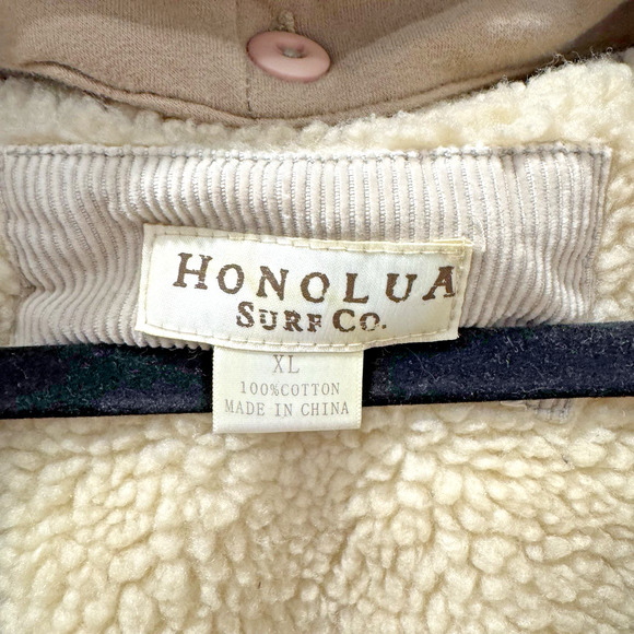 VTG 90s Honolua Surf Co Men's Corduroy Khaki Zip Hoodie Jacket XL EUC Read - Picture 8 of 16